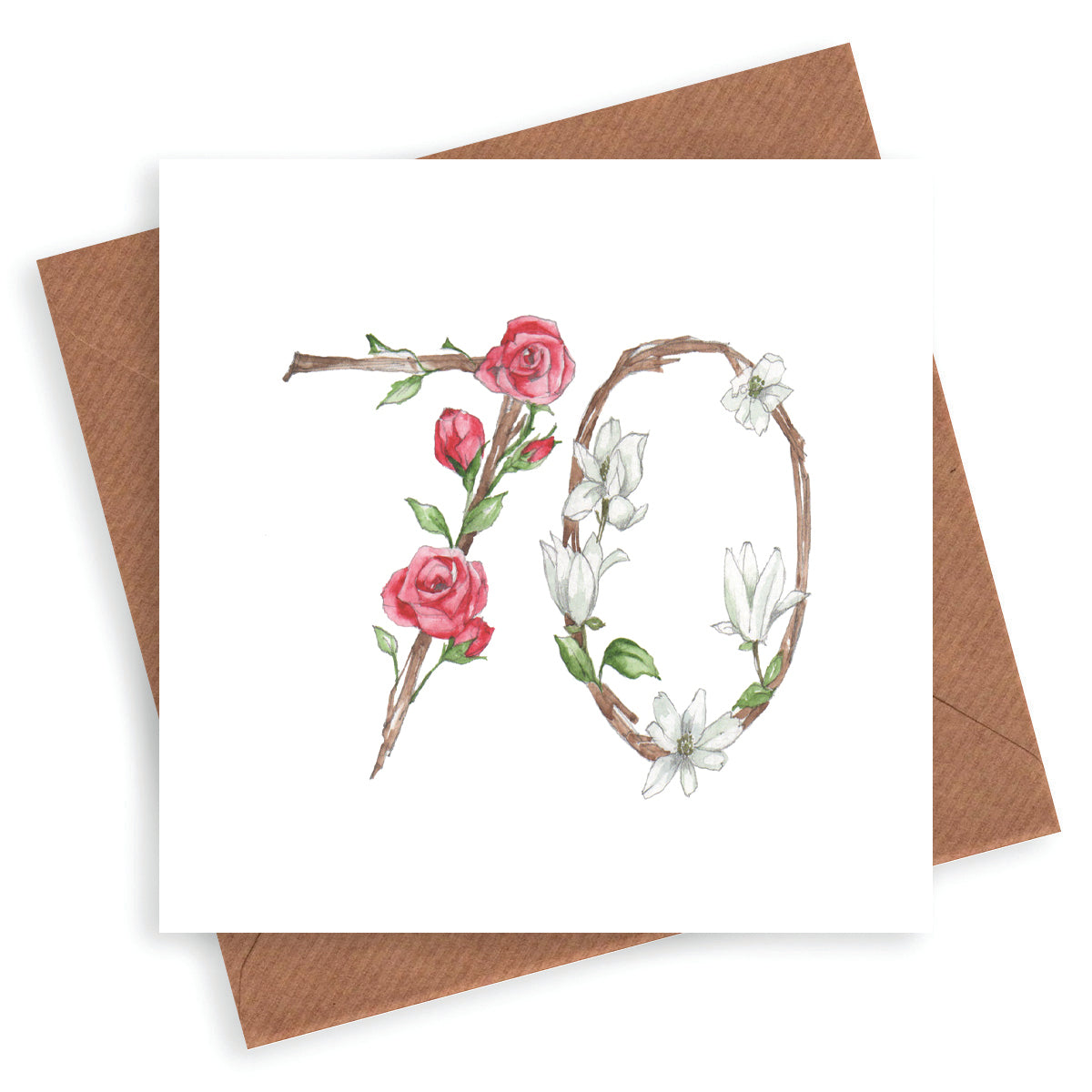 Hand finished Premium Floral Numbers 70th Birthday Card