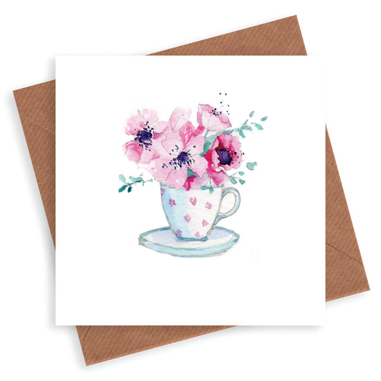 Blank Flowers in a Teacup Card