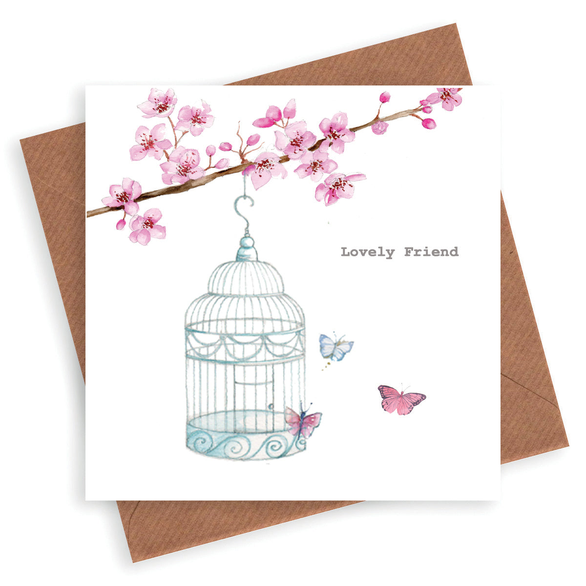 Birdcage and Butterflies Lovely Friend Card