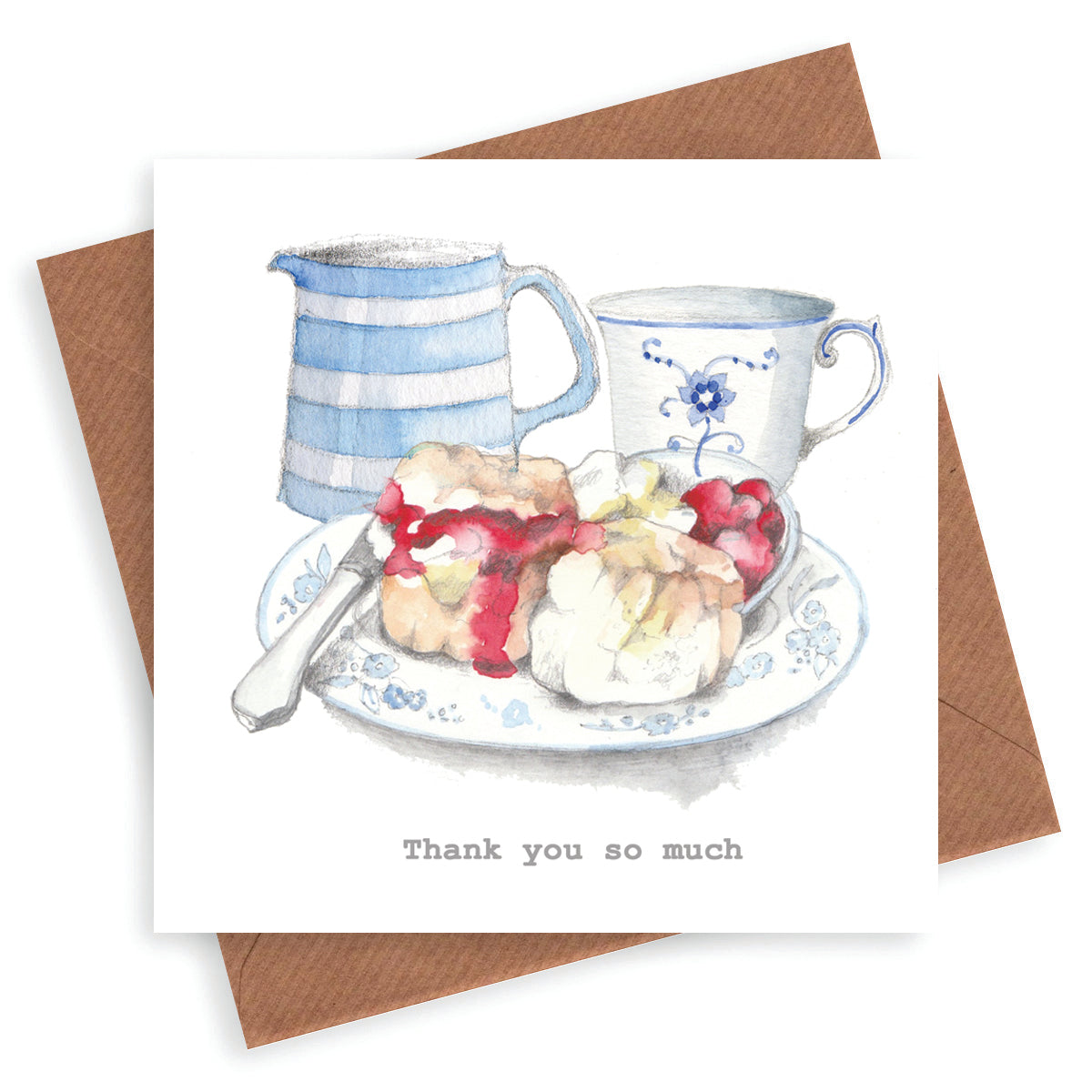 Cream Tea Thank You Greeting  Card