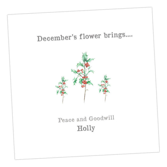 December Holly Card Greeting & Note Cards Crumble and Core   