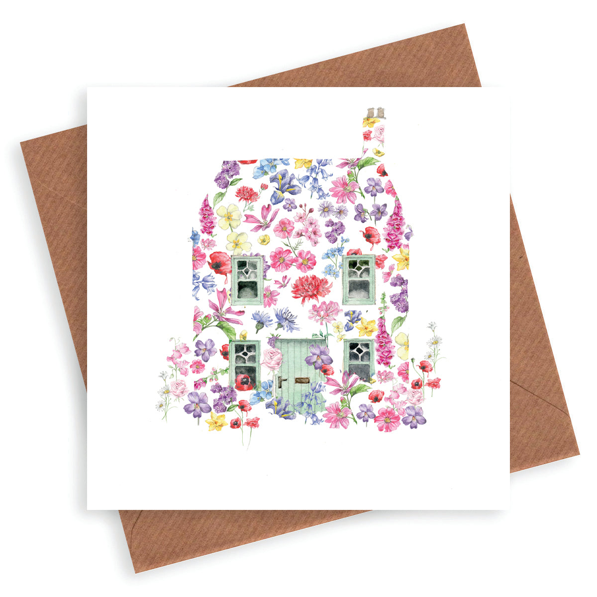 Cut Out Floral House Greeting Card