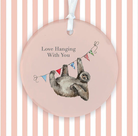 Hanging Ceramic Decoration - Sloth Love Hanging