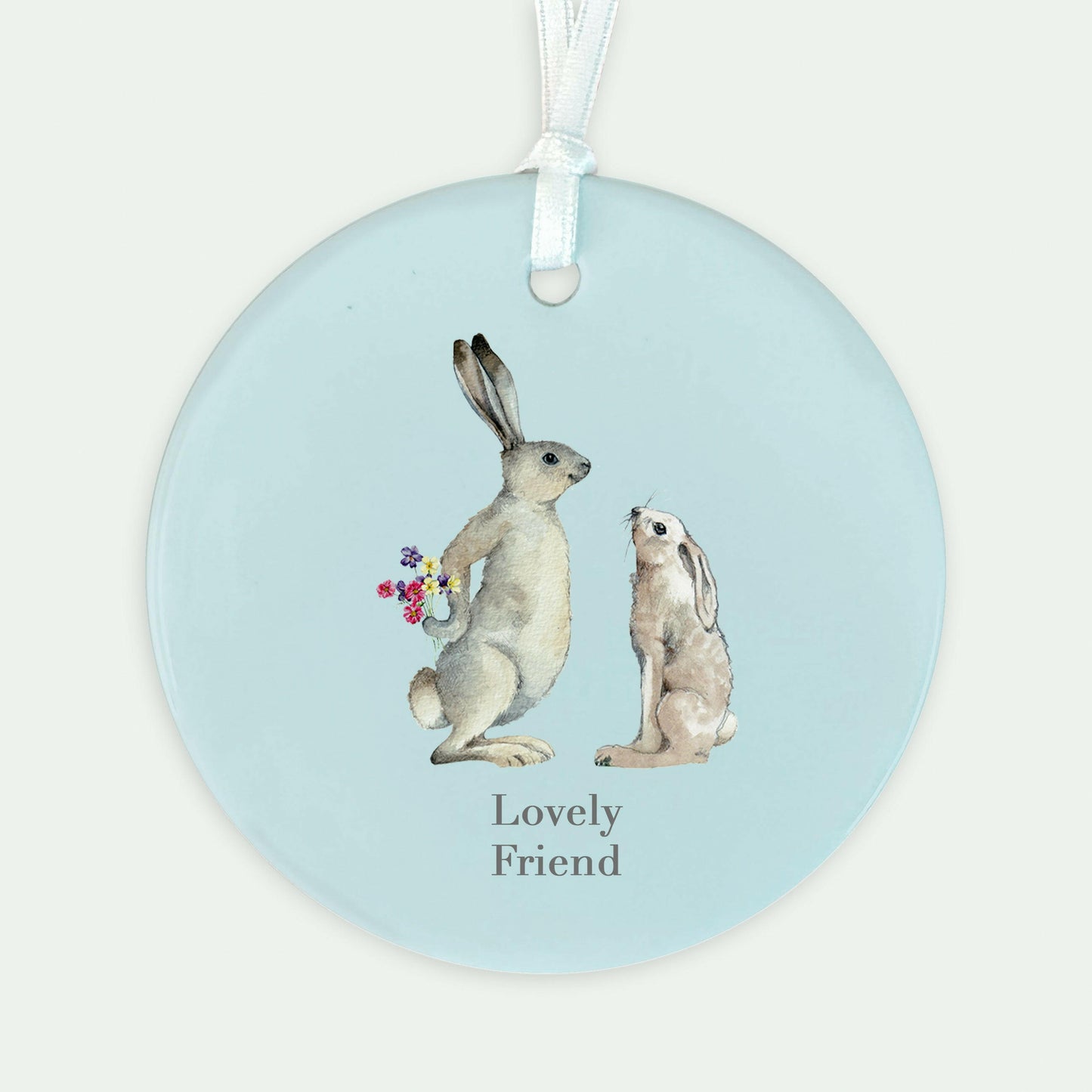 Hanging Ceramic Decoration - Hares Lovely Friend Decor Crumble and Core   