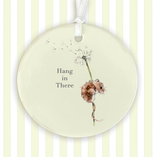 Hanging Ceramic Decoration - Mouse Hang in There