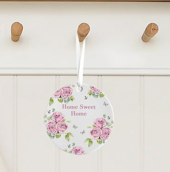 Hanging Ceramic Decoration - Rose Pink Home Sweet Home