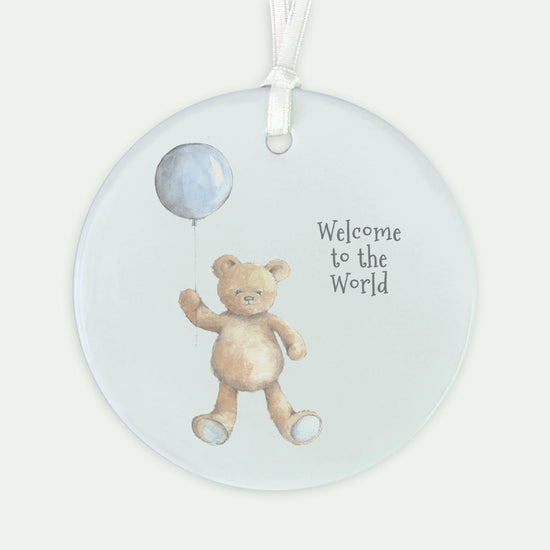 A6 Greeting Card with Ceramic Keepsake - Baby Boy Teddy and Balloon Greeting & Note Cards Crumble and Core   