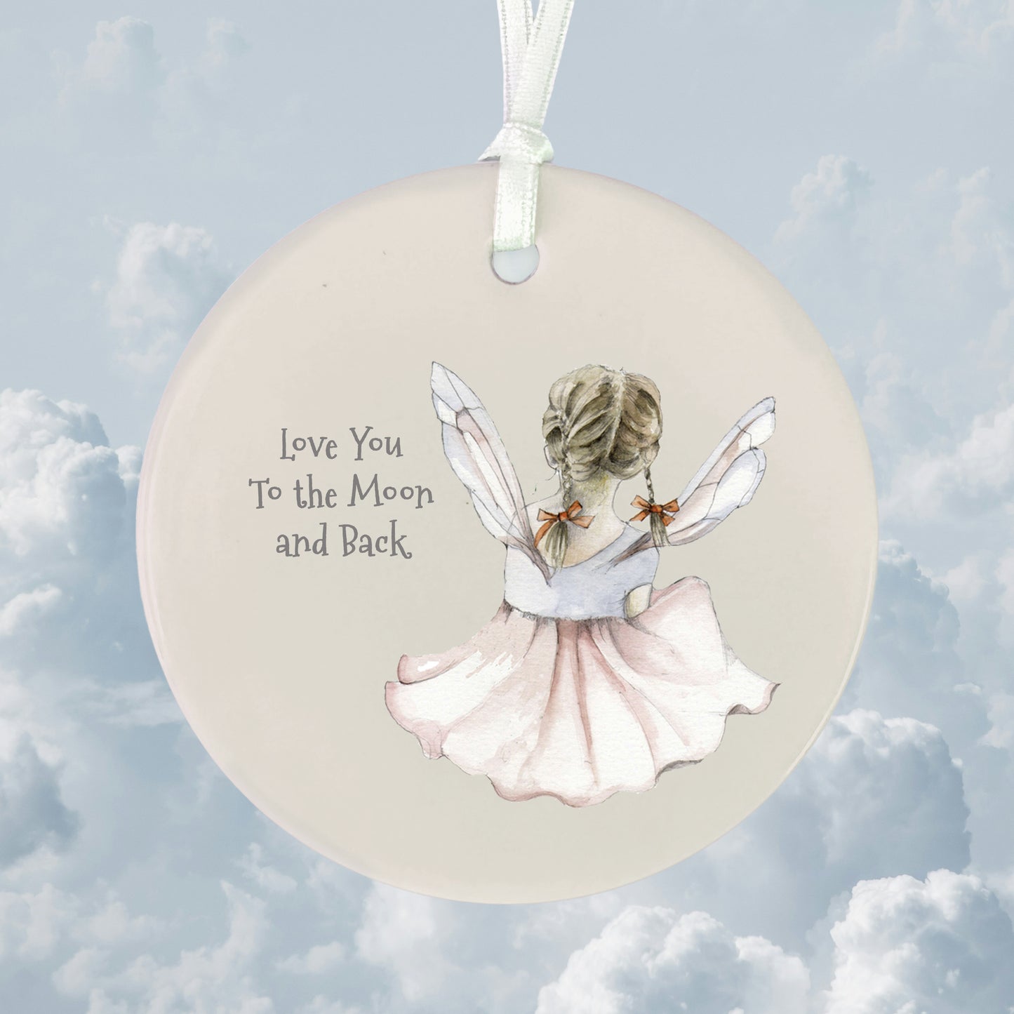 Ceramic Keepsake Hanging Decoration  - A6 Greeting Card with Ceramic Keepsake - Fairy