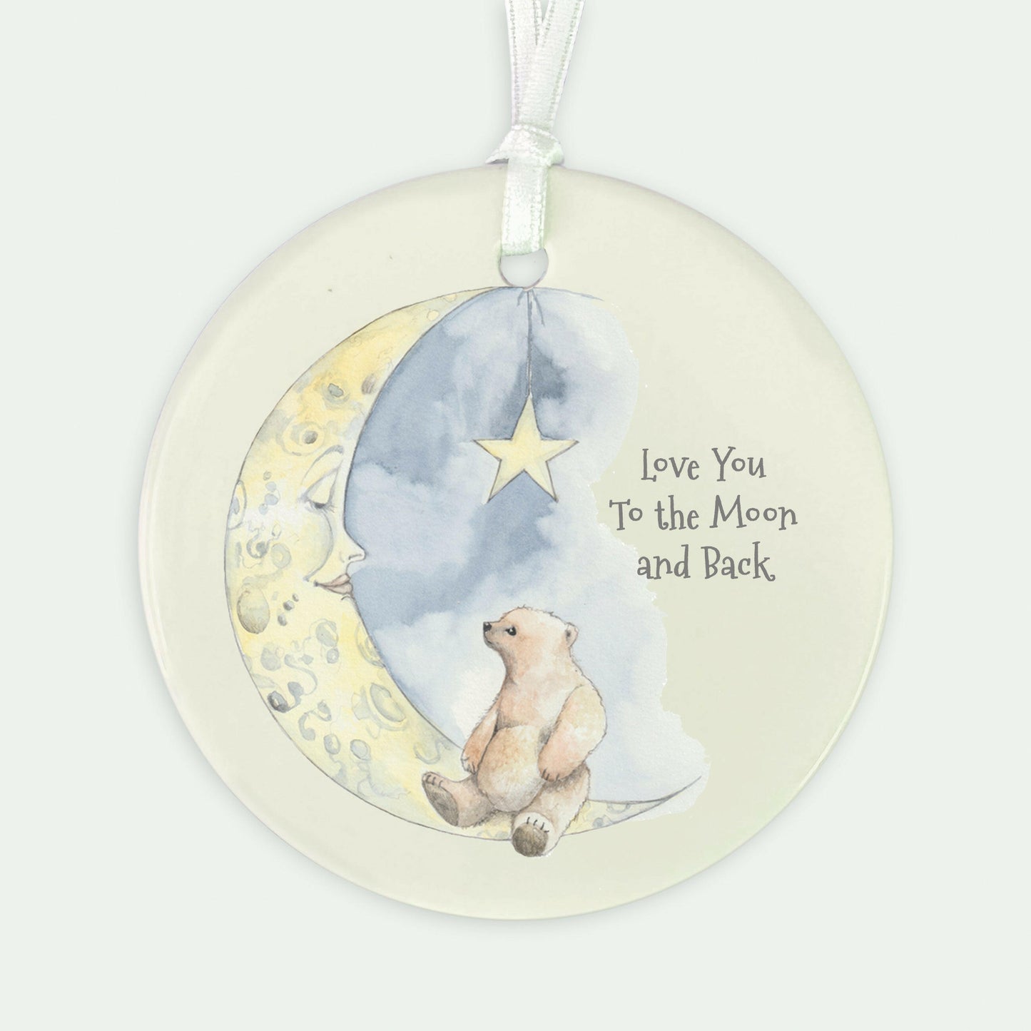 Hanging Ceramic Decoration - Bear and Moon Decor Crumble and Core   