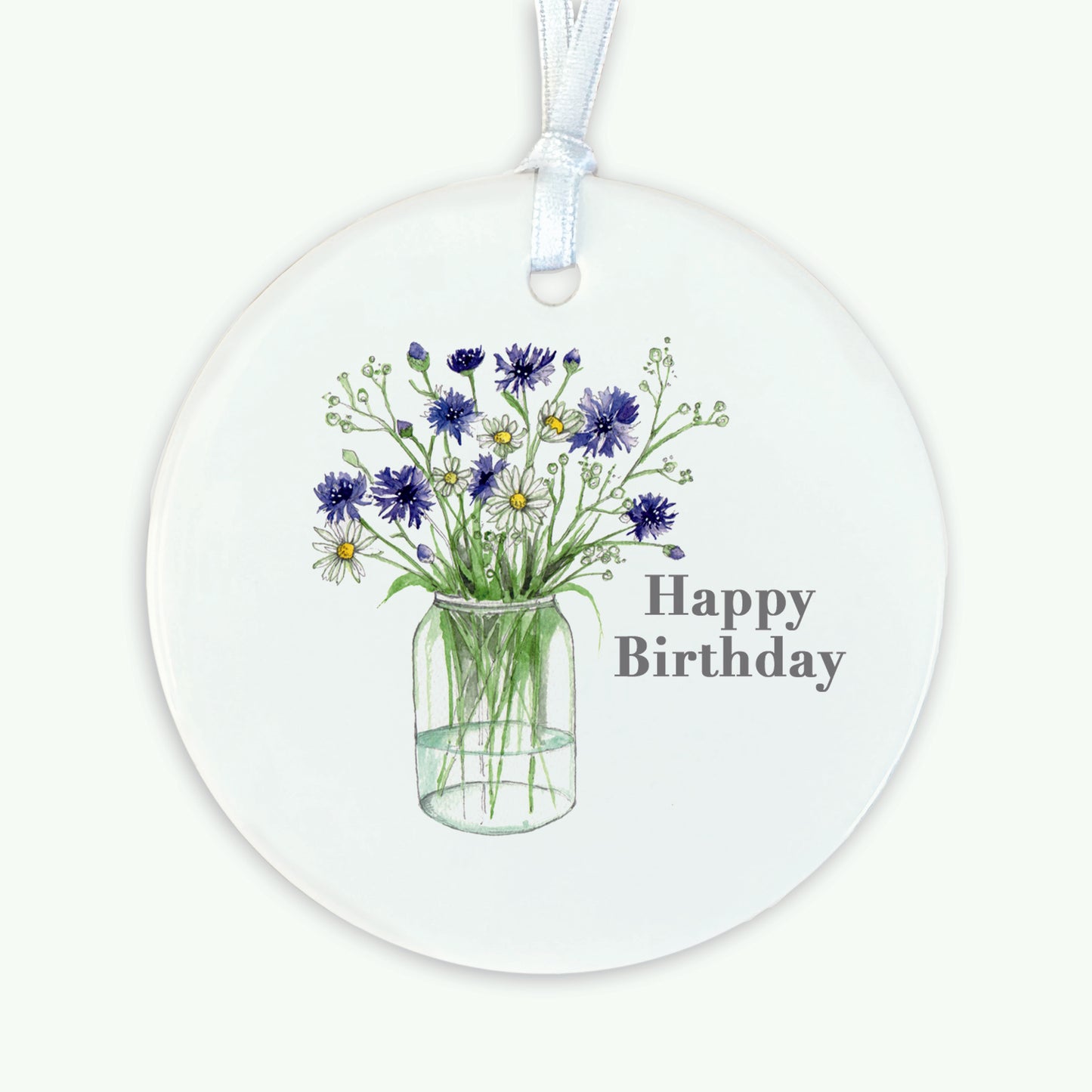 A6 Greeting Card with Ceramic Keepsake - Cornflowers Happy Birthday