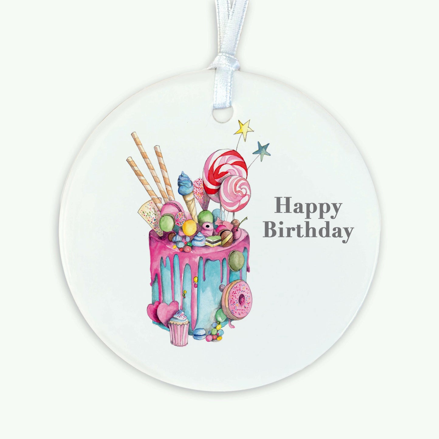 Hanging Ceramic Decoration - Truly Scrumptious Happy Birthday Decor Crumble and Core   