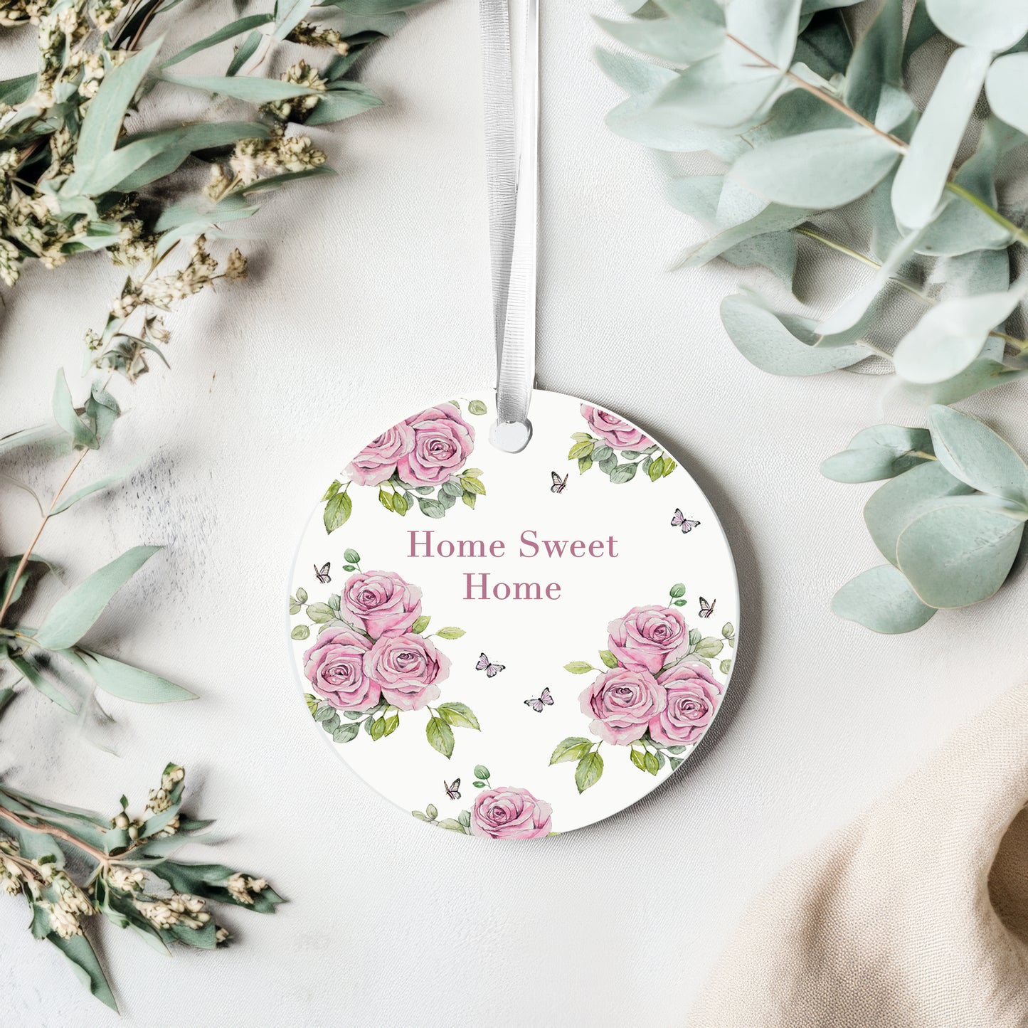 A6 Greeting Card with Ceramic Keepsake - Rose Cream Home Sweet Home