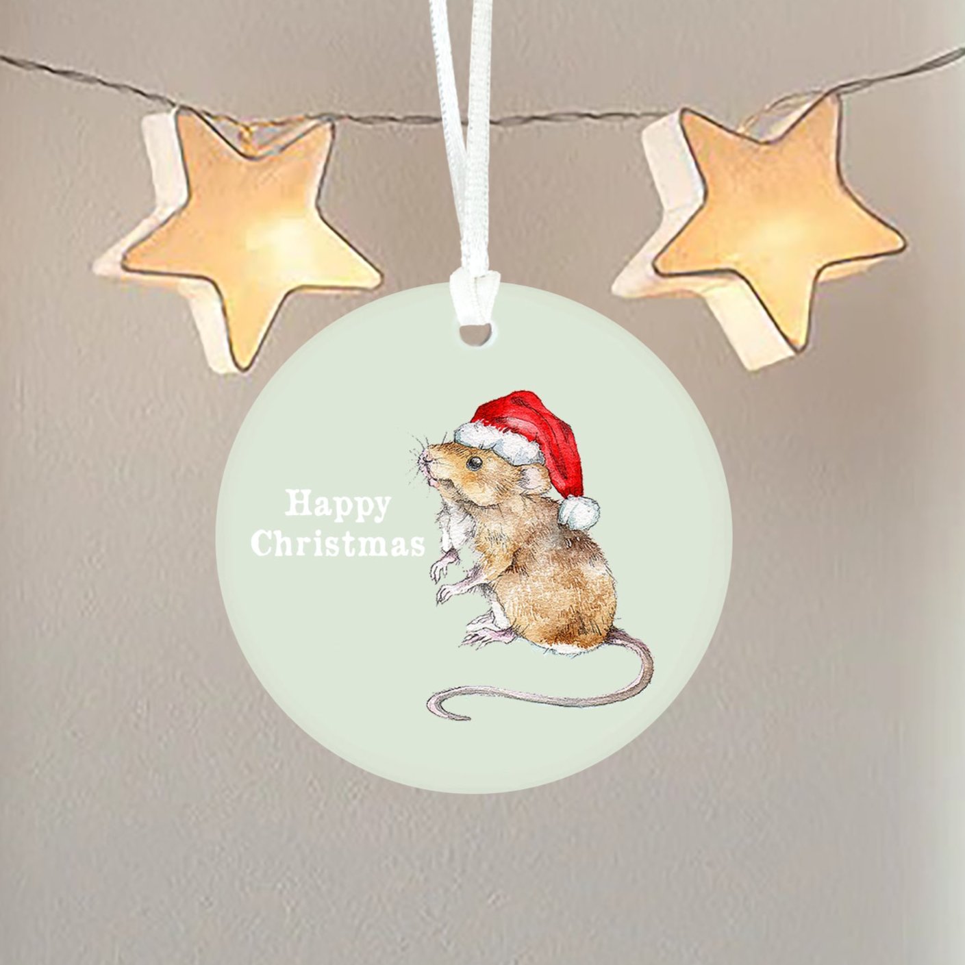 Hanging Ceramic Decoration - Christmas Mouse