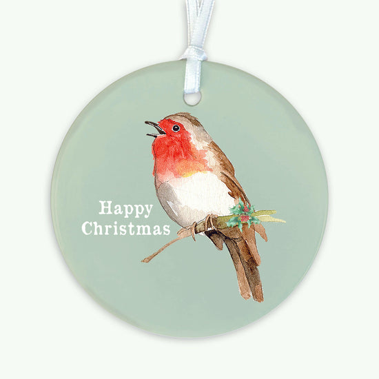 Hanging Ceramic Decoration - Christmas Robin Decor Crumble and Core   