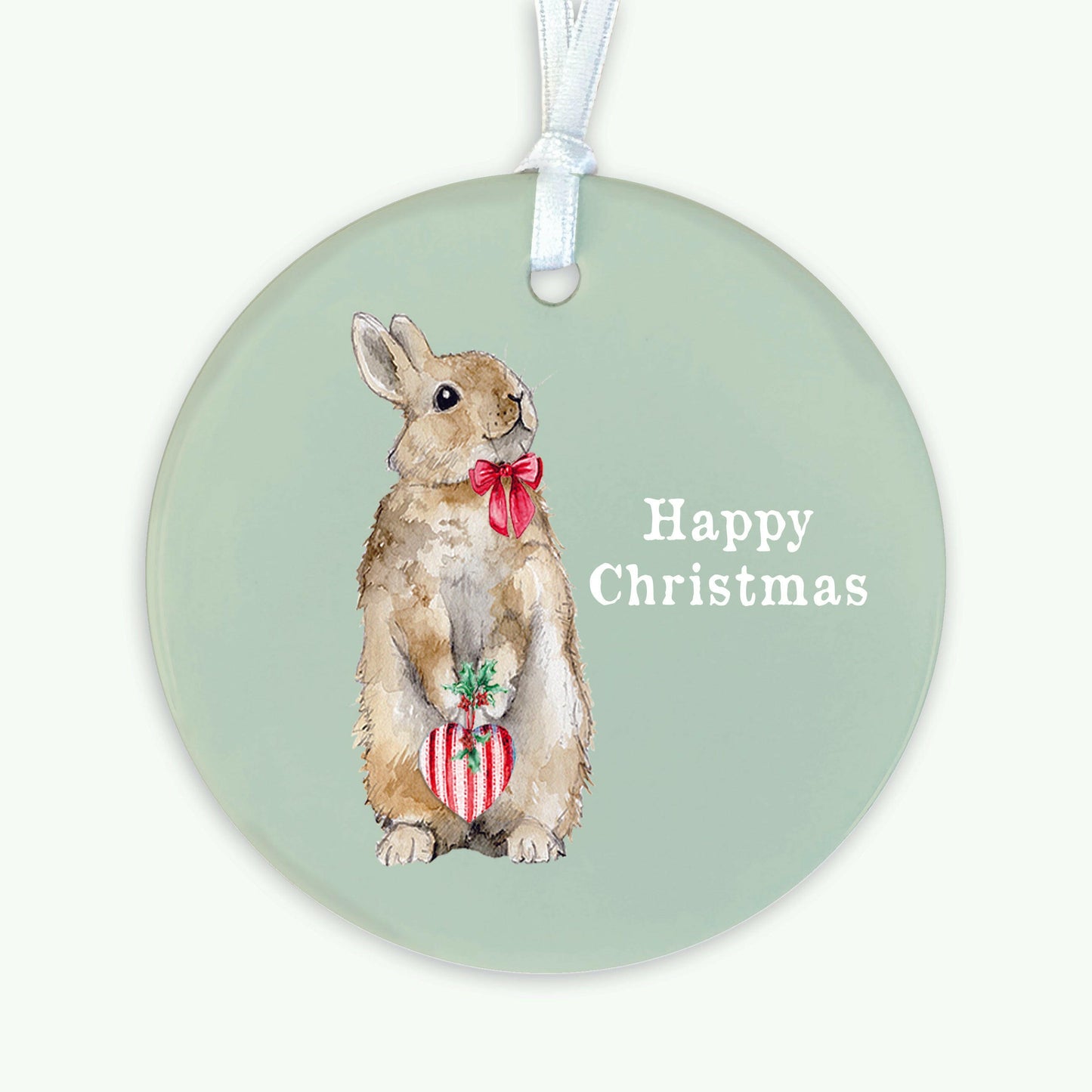 Hanging Ceramic Decoration - Christmas Bunny Decor Crumble and Core   