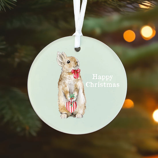 Hanging Ceramic Decoration - Christmas Bunny