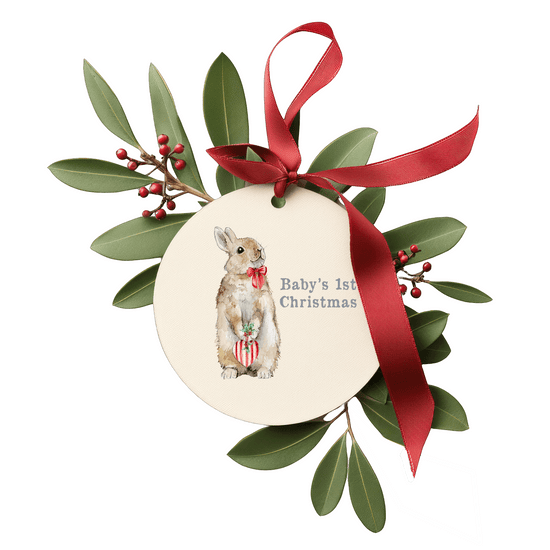 Hanging Ceramic Christmas Tree Decoration - Festive Holiday Ornament - Baby's First Christmas Tree Decoration - Keepsake gift - Crumble and Core