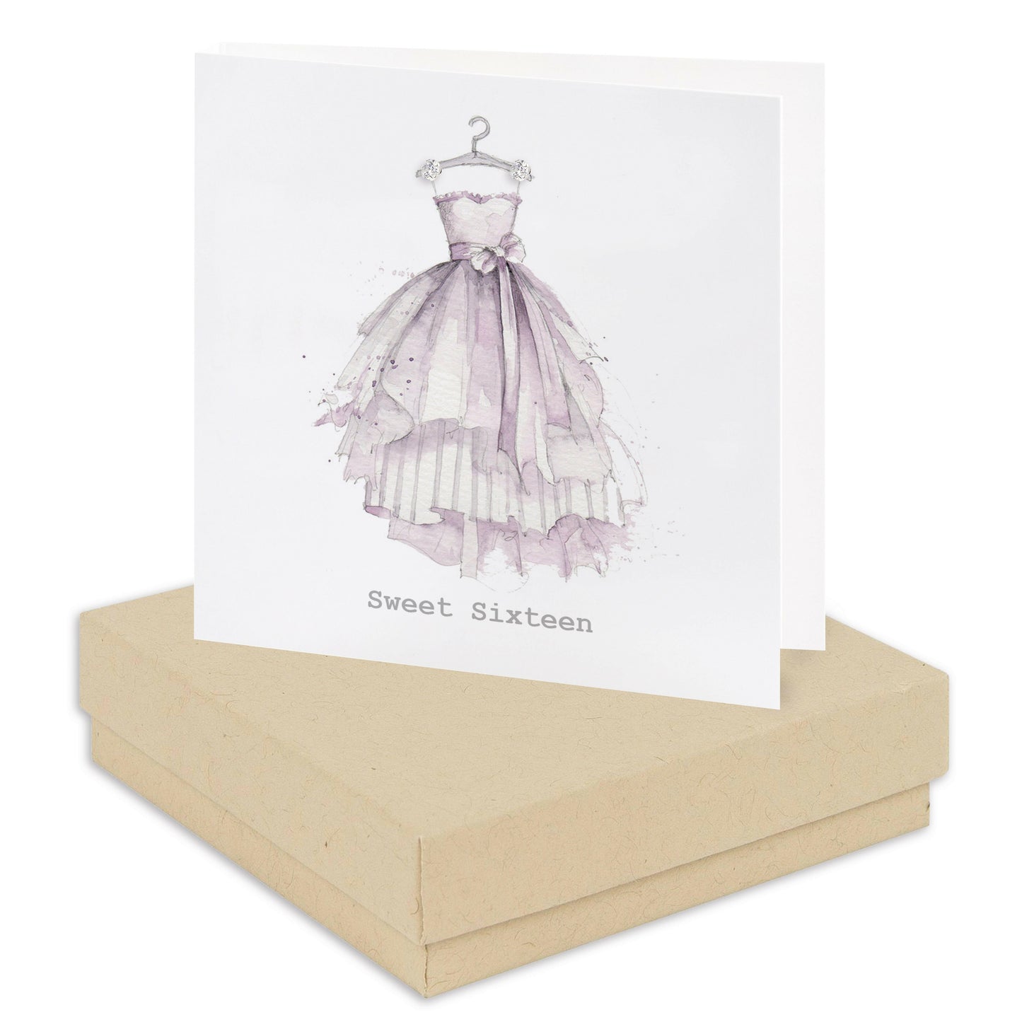 Boxed Sweet Sixteen Dress Earring Card Earrings Crumble and Core Kraft  