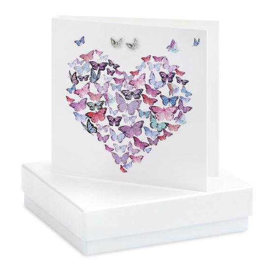 Load image into Gallery viewer, Boxed Butterfly Heart Earring Card Earrings Crumble and Core   
