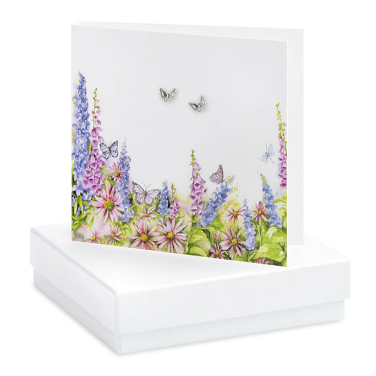 Sterling Silver Butterfly Stud Earrings with Meadow Blank Card and Gift Box - Crumble and Core