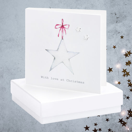 Christmas Star Sterling Silver Stud Earring Card - Elegant Holiday Gift Box