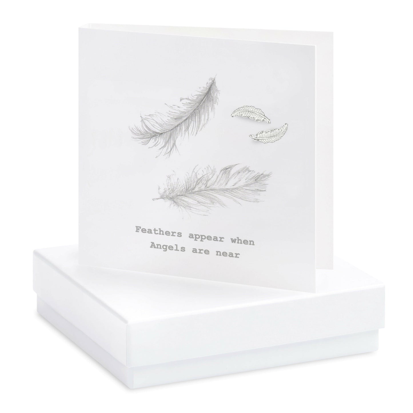 Sterling Silver Feathers Stud Earrings - Boxed and Unique Elegant Sympathy Gift