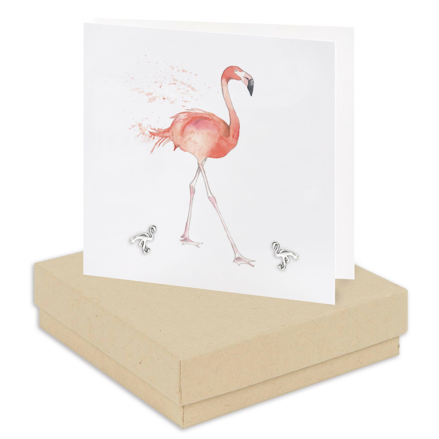 Flamingo Sterling Silver Stud Earrings - Gift-Ready Carded Box - Crumble and Core