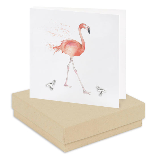 Flamingo Sterling Silver Stud Earrings - Gift-Ready Carded Box - Crumble and Core