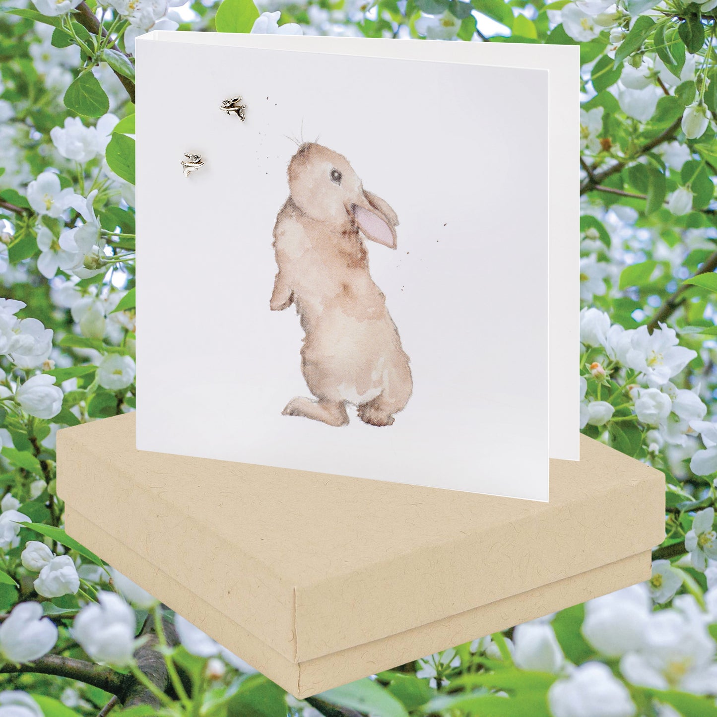 Sterling Silver Bunny Stud Earrings on Cute Gift Card - Boxed for Thoughtful Gifting