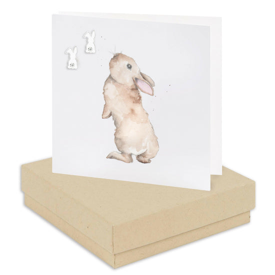 Sterling Silver Bunny Stud Earrings on Cute Gift Card - Boxed for Thoughtful Gifting - Crumble and Core