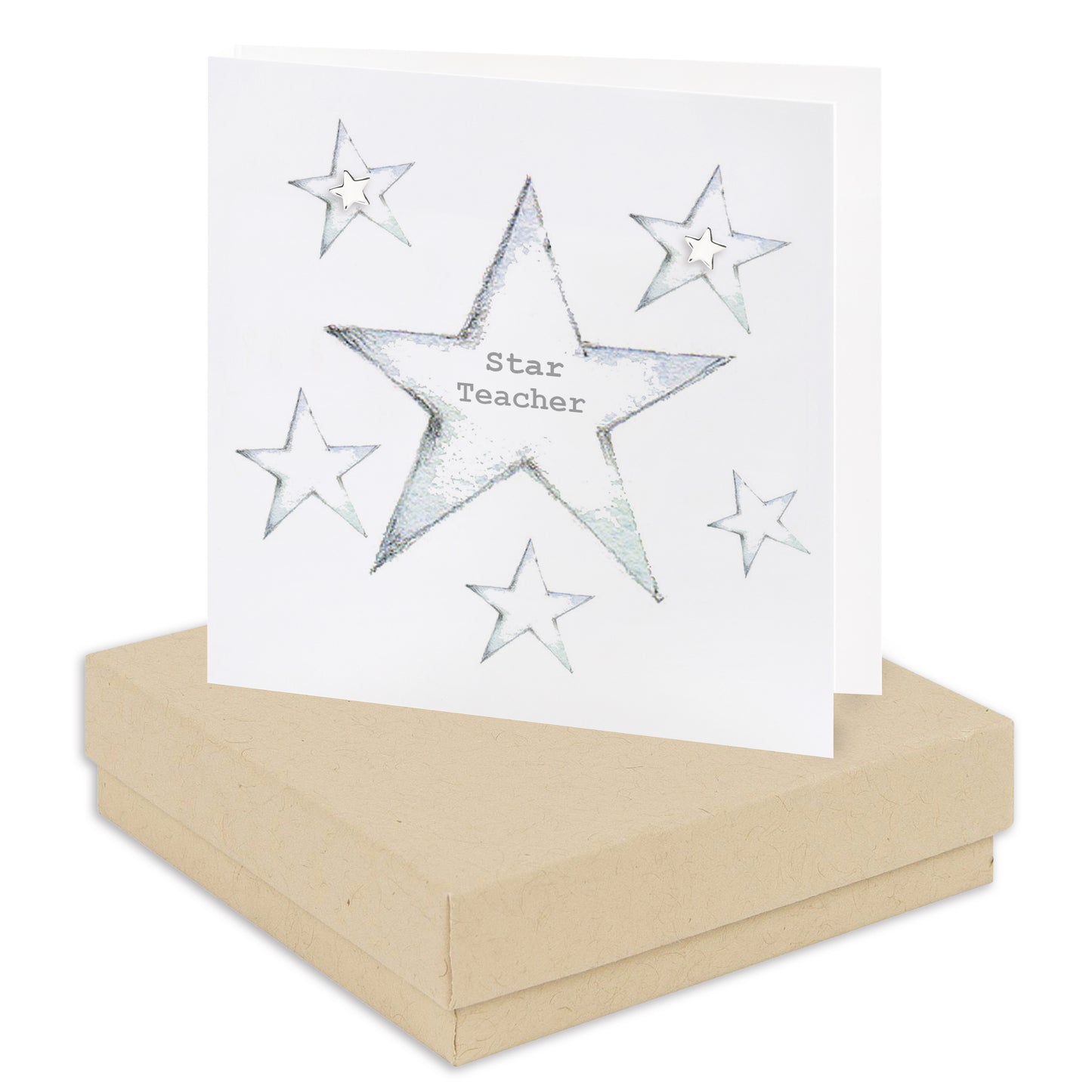 Sterling Silver Star Teacher Stud Earrings on Boxed Card - Perfect for Gifting