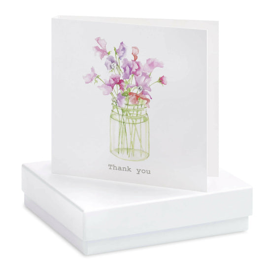 Load image into Gallery viewer, Boxed Sweet Pea Thank You Earring Card Earrings Crumble and Core White  

