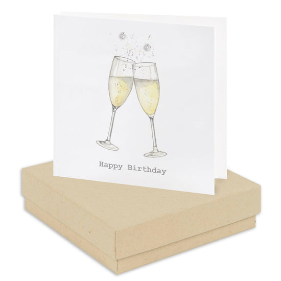 Load image into Gallery viewer, Boxed Champagne Glasses Happy Birthday Earring Card Earrings Crumble and Core Kraft  
