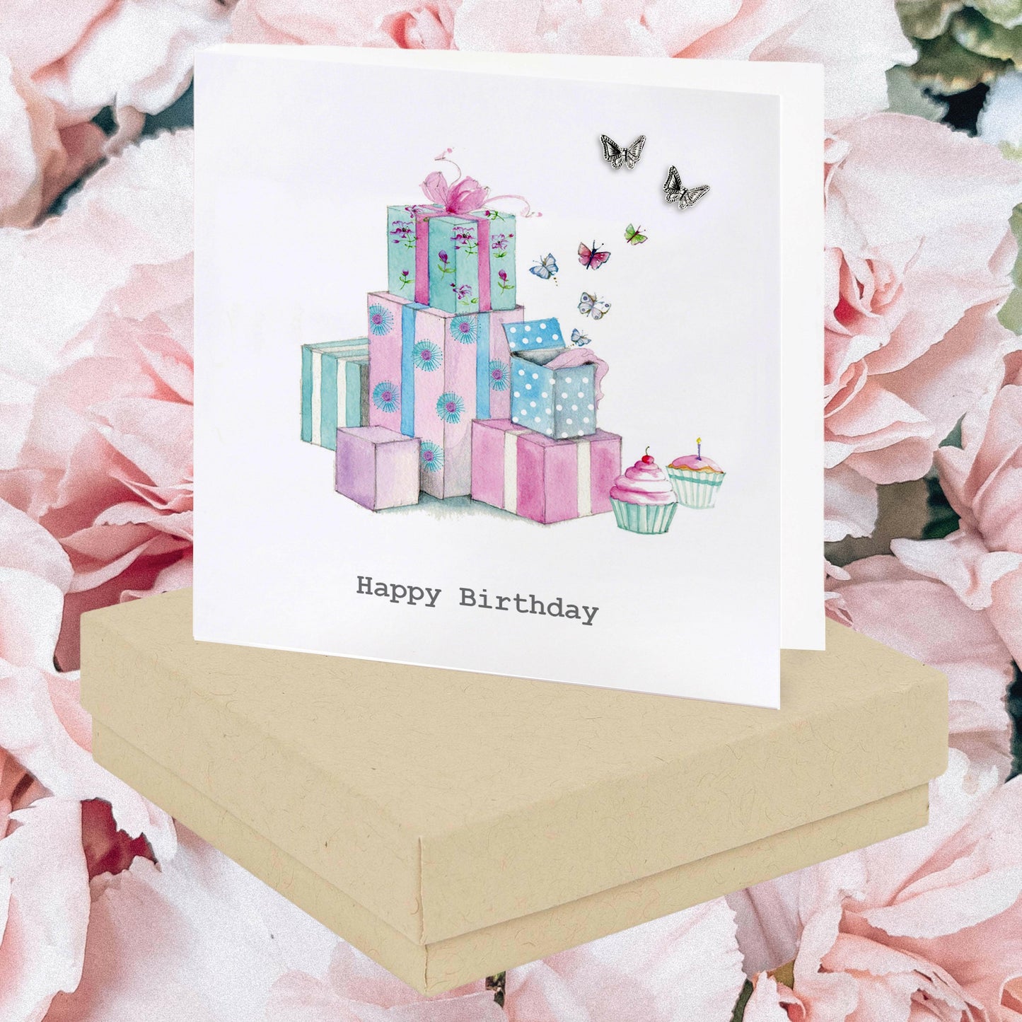 Sterling Silver Stud Earrings Gift-Boxed on Birthday Card - Perfect Birthday Gift - Crumble and Core