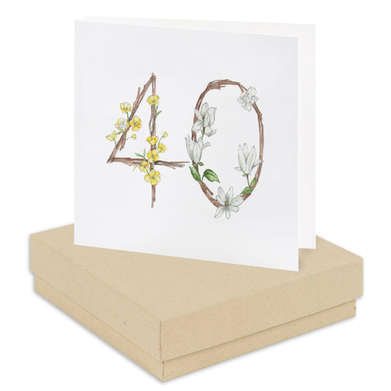 Load image into Gallery viewer, Boxed Floral 40th Earring Card Earrings Crumble and Core Kraft  
