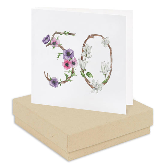 Load image into Gallery viewer, Boxed Floral 50th Earring Card Earrings Crumble and Core Kraft  
