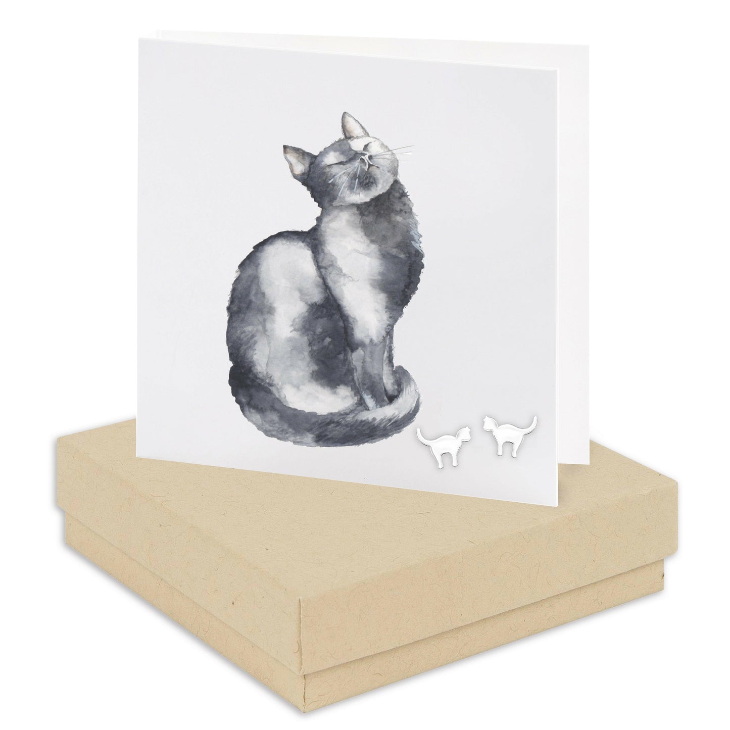 Sterling Silver Cat Stud Earrings - Chic Feline and Cat Lovers Gift - Crumble and Core