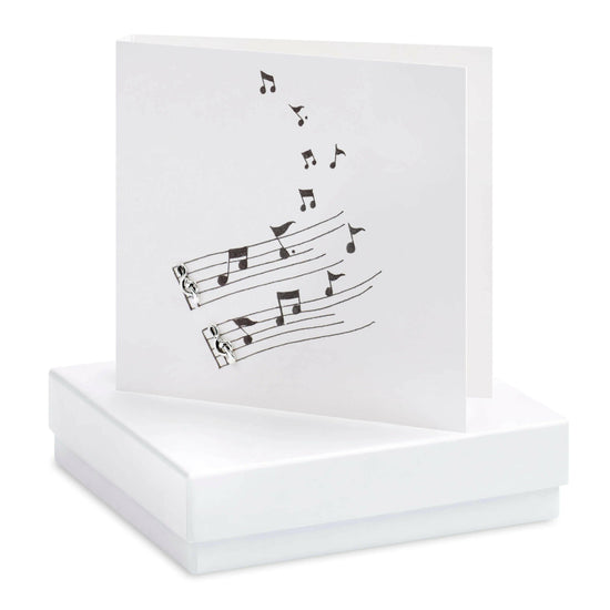Sterling Silver Musical Note Stud Earrings with Gift Box Card - Perfect for Gifting - Crumble and Core