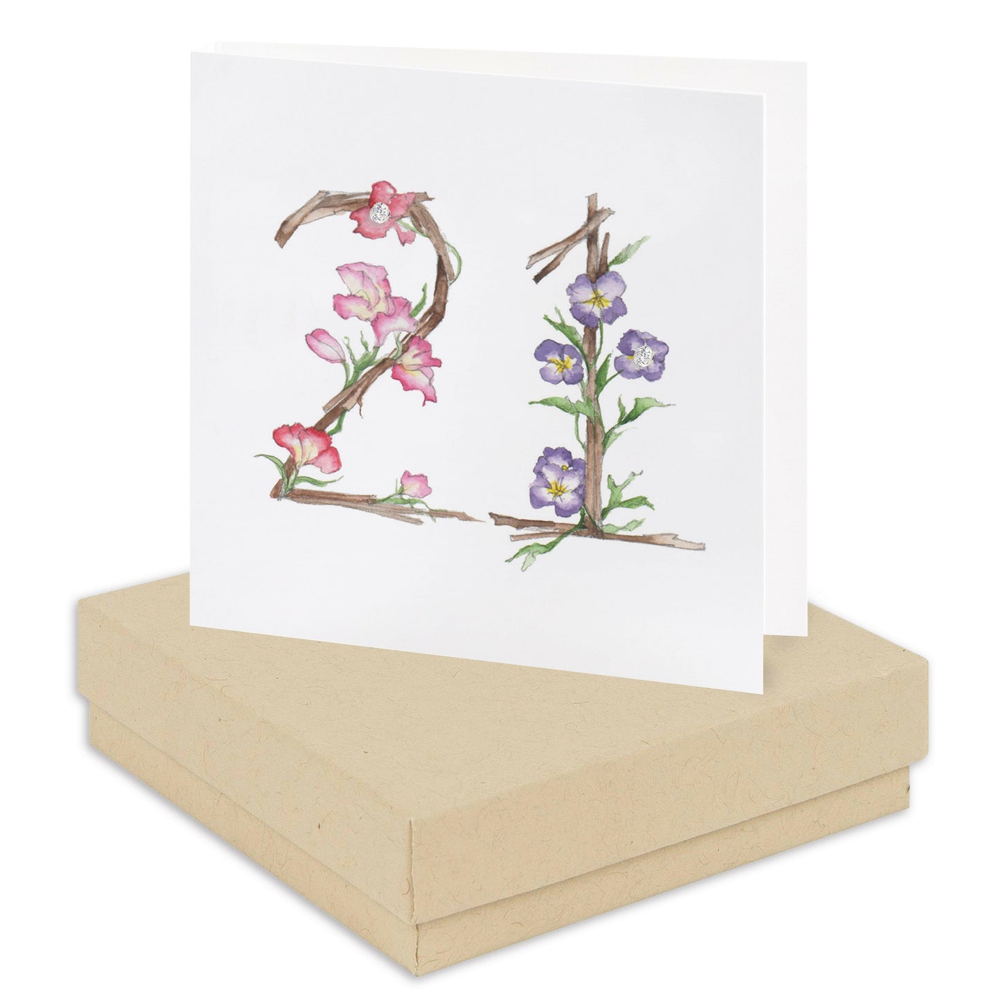 Boxed Floral 21st Earring Card Earrings Crumble and Core Kraft  