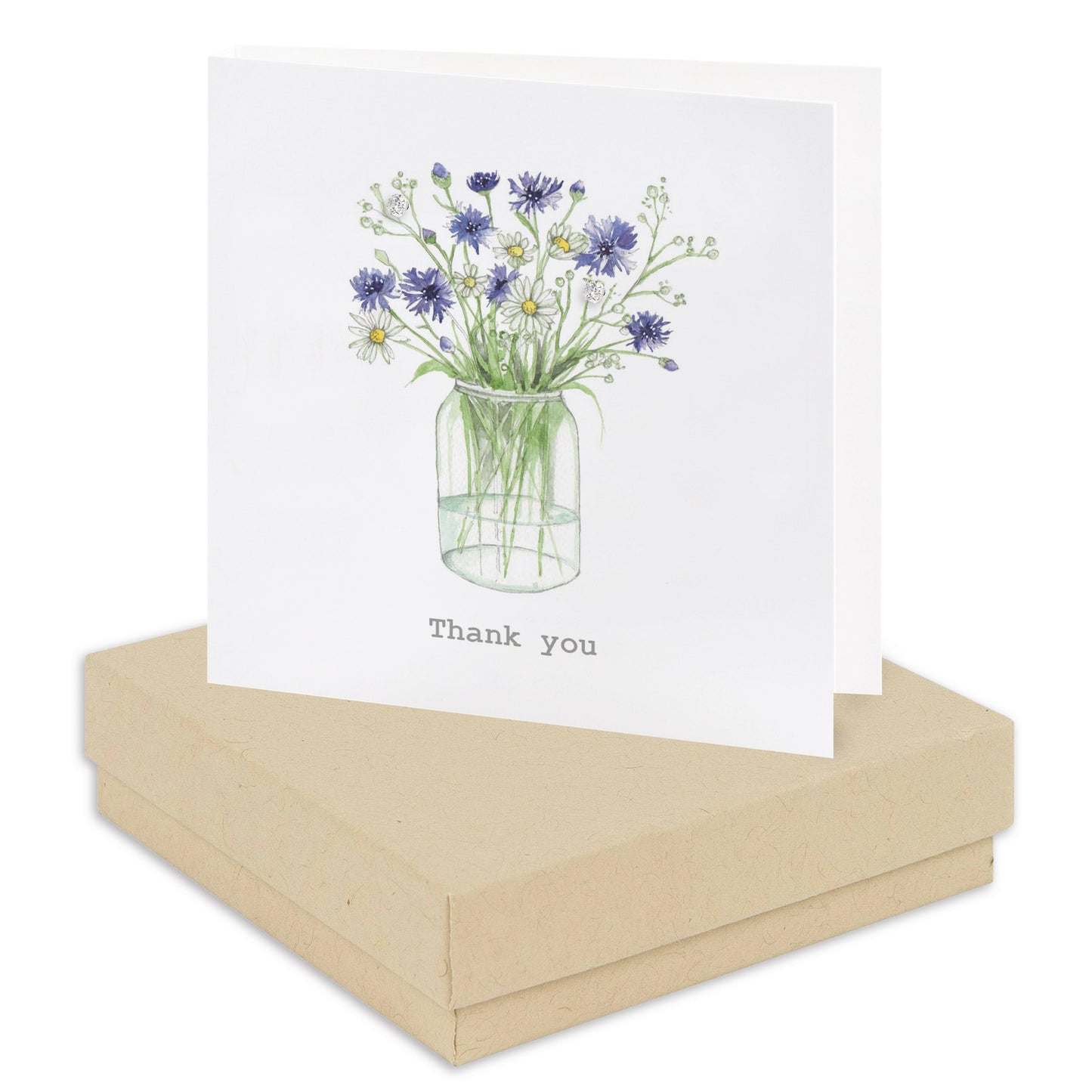 Boxed Cornflower Thank you Earring Card Earrings Crumble and Core Kraft  