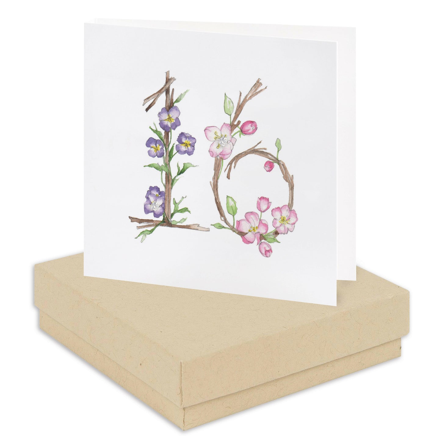 Boxed Floral 16th Earring Card Earrings Crumble and Core Kraft  