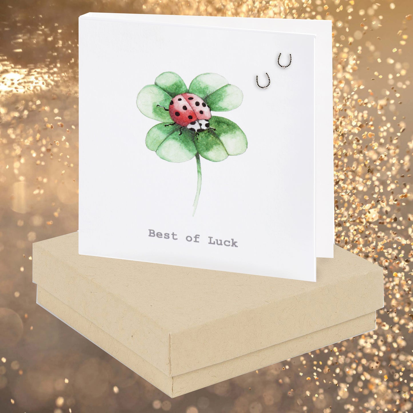 Sterling Silver Four Leaf Clover Stud Earrings - Gift Box Included - Good Luck Gift