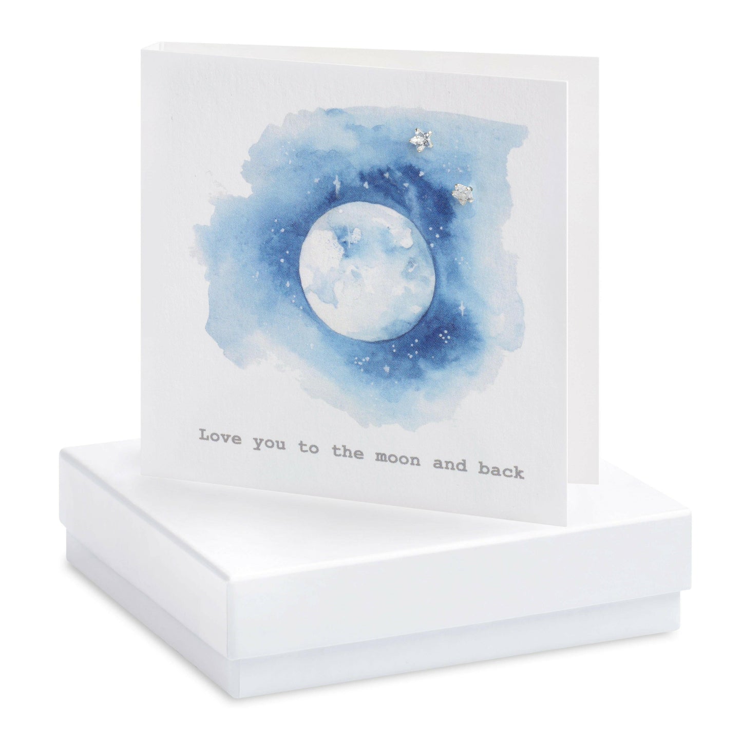 Sterling Silver Stud Earrings with Love You to the Moon and Back Gift Card - Perfectly Boxed Gift for Her - Crumble and Core