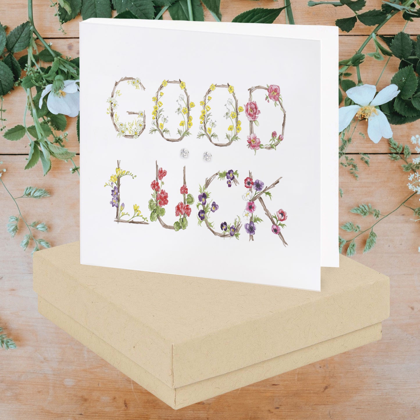 Sterling Silver Stud Earring and Good Luck Card - Handcrafted for Luck and Style