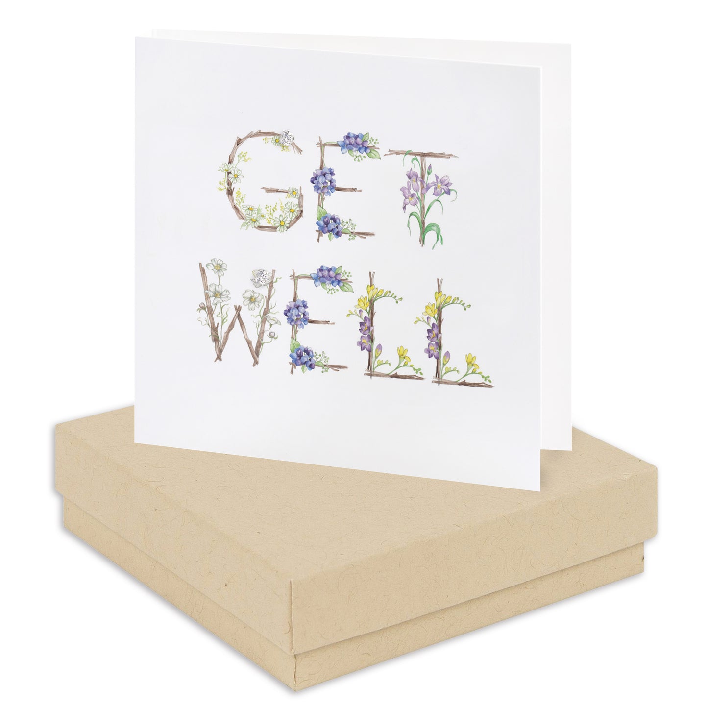 Sterling Silver Stud Earrings on Boxed Get Well Card