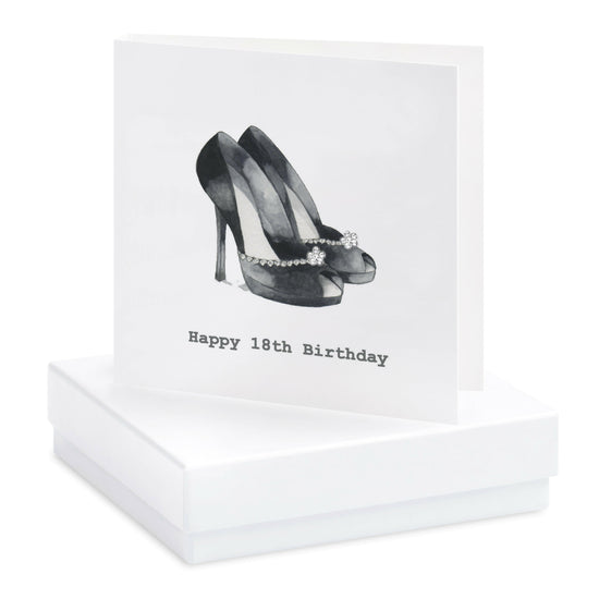 Load image into Gallery viewer, Boxed Black Heels 18th Birthday Earring Card Earrings Crumble and Core   
