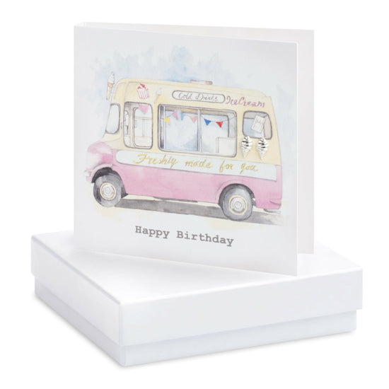 Load image into Gallery viewer, Boxed Vintage Ice Cream Van Birthday Earring Card Earrings Crumble and Core   
