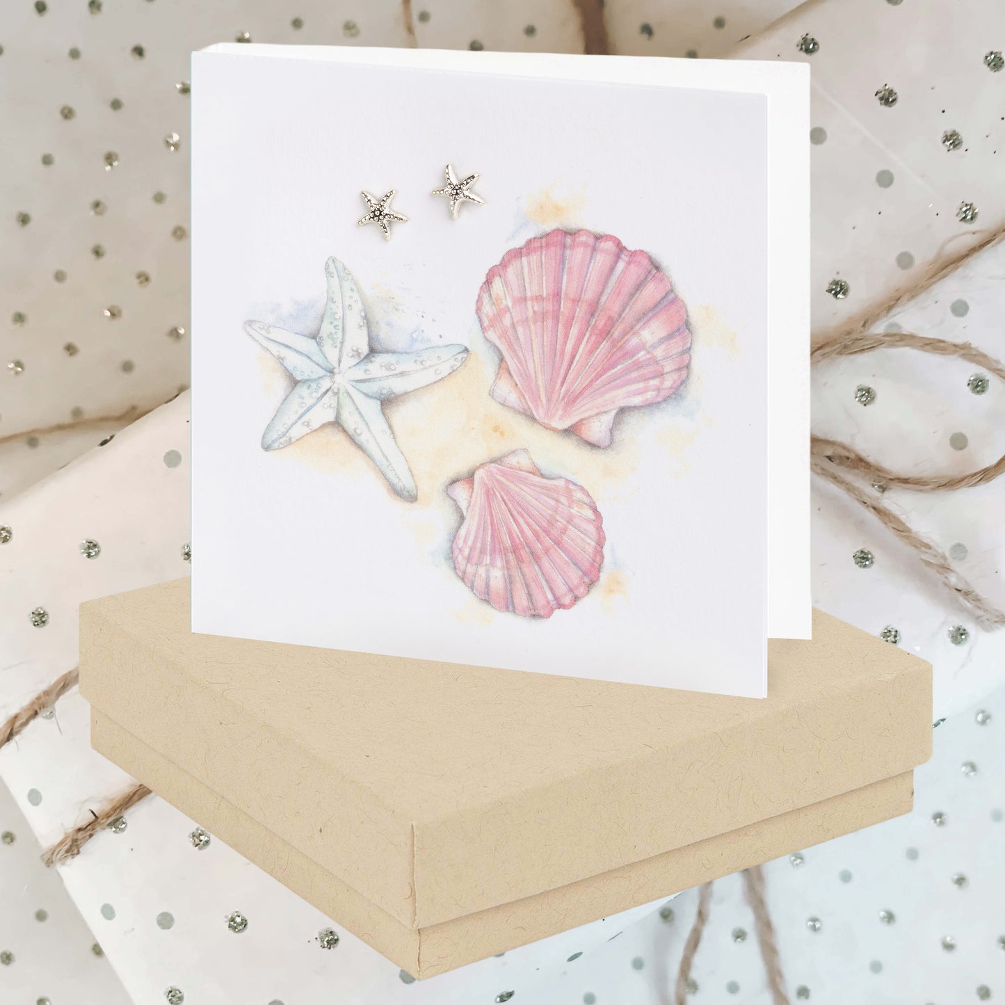 Shell Sterling Silver Stud Earrings on Boxed card - Perfect for Gifting