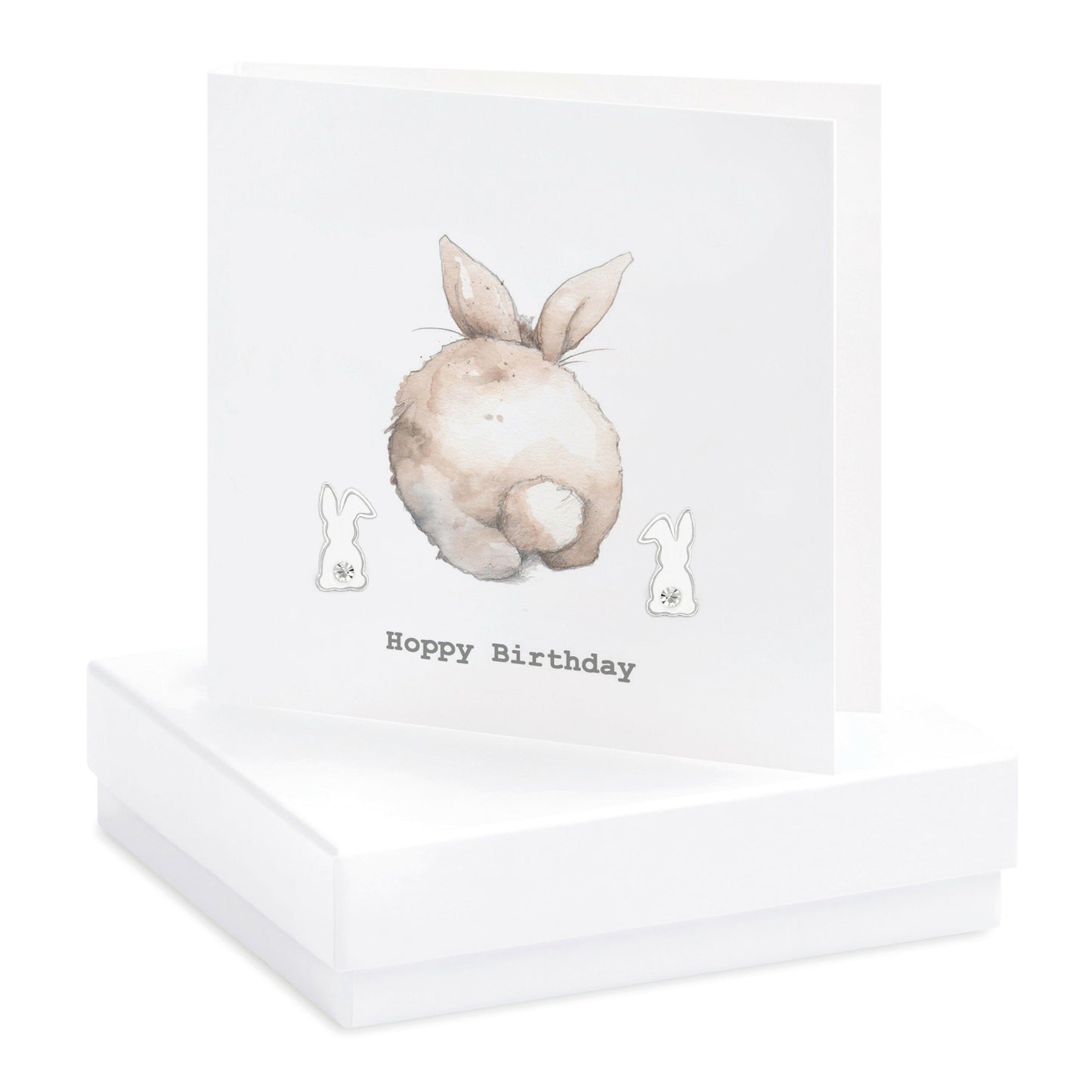 Sterling Silver Stud Earrings Birthday Card with Boxed Bunny Design - Perfect Gift for Any Occasion - Crumble and Core