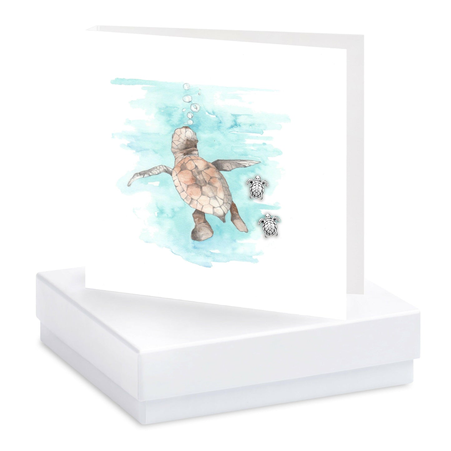 Sterling Silver Boxed Turtle Stud Earrings - Handcrafted Gift for Her